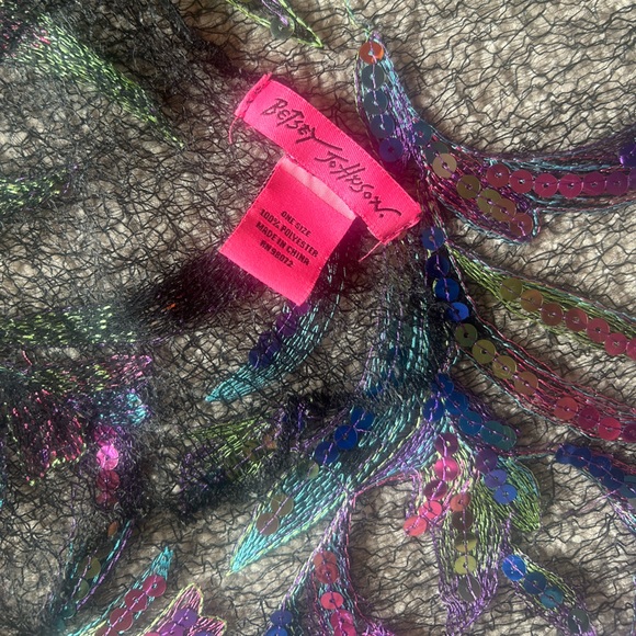 Betsey Johnson iridescent sequin mesh scarf - Picture 3 of 3